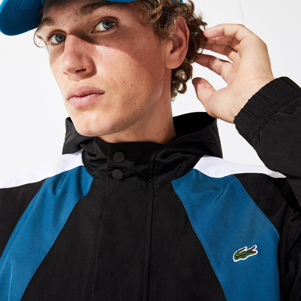 Mens   SPORT Pullover Windbreaker | Lacoste Black / Blue / White • 3Sp