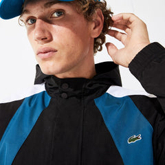 Mens   SPORT Pullover Windbreaker | Lacoste Black / Blue / White • 3Sp