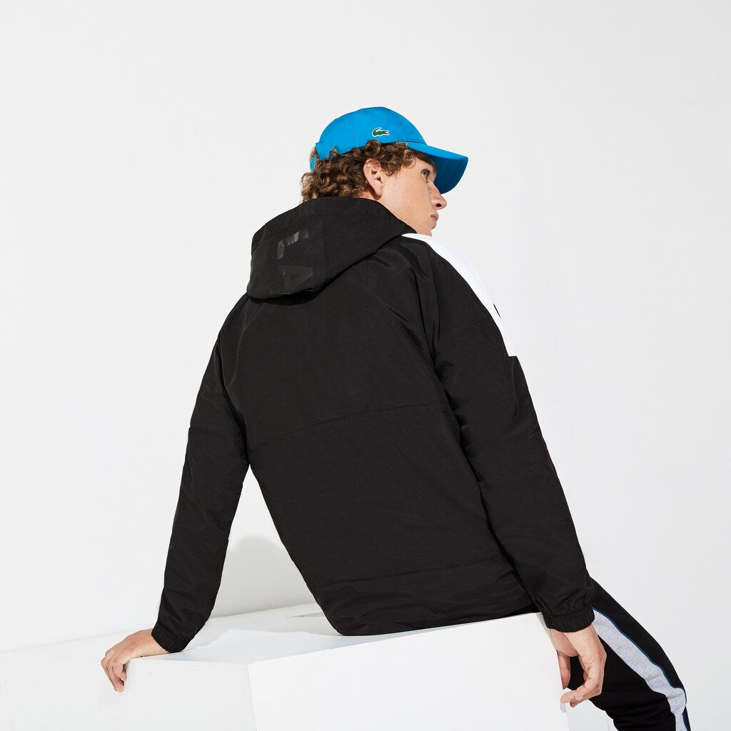 Mens   SPORT Pullover Windbreaker | Lacoste Black / Blue / White • 3Sp
