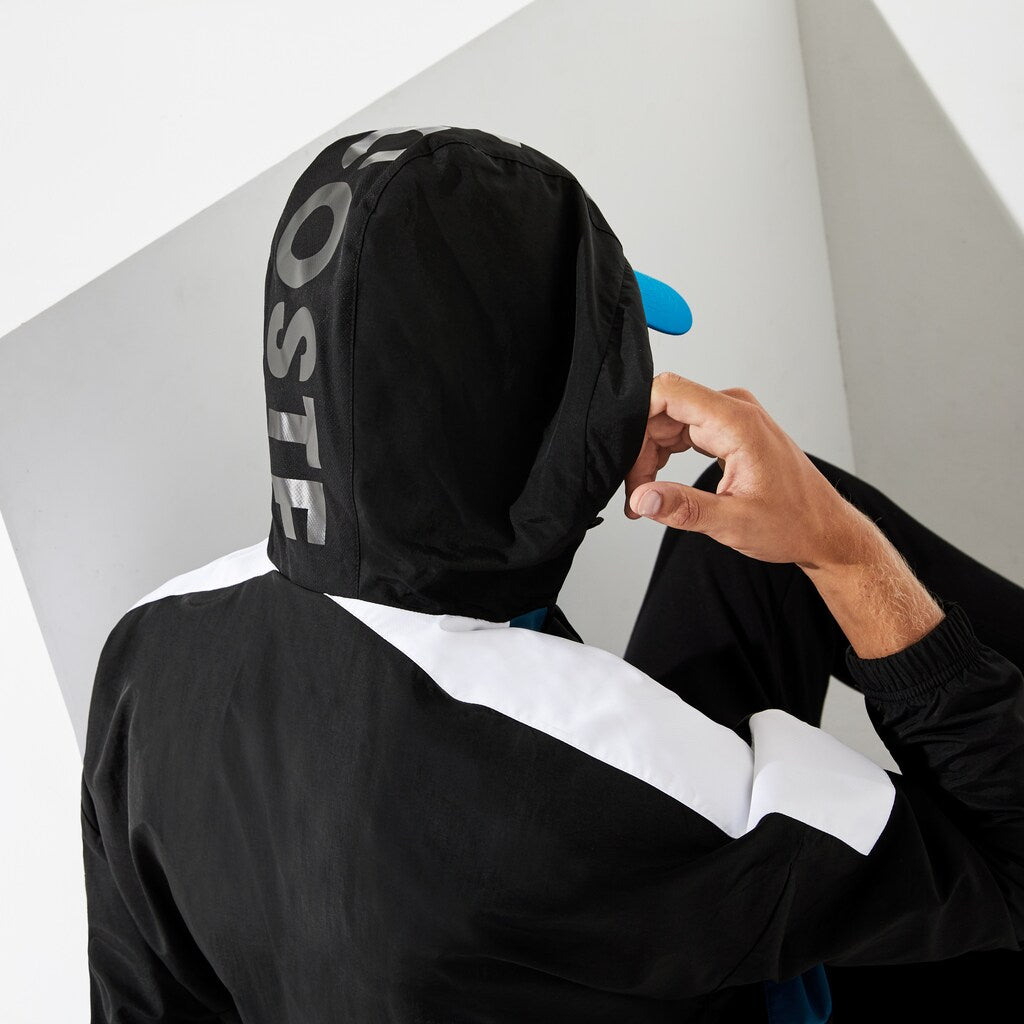 Mens   SPORT Pullover Windbreaker | Lacoste Black / Blue / White • 3Sp
