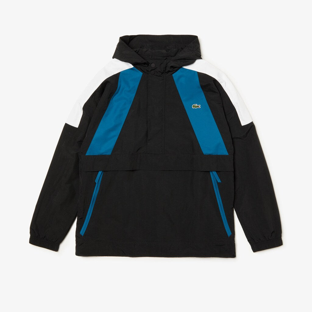 Mens   SPORT Pullover Windbreaker | Lacoste Black / Blue / White • 3Sp