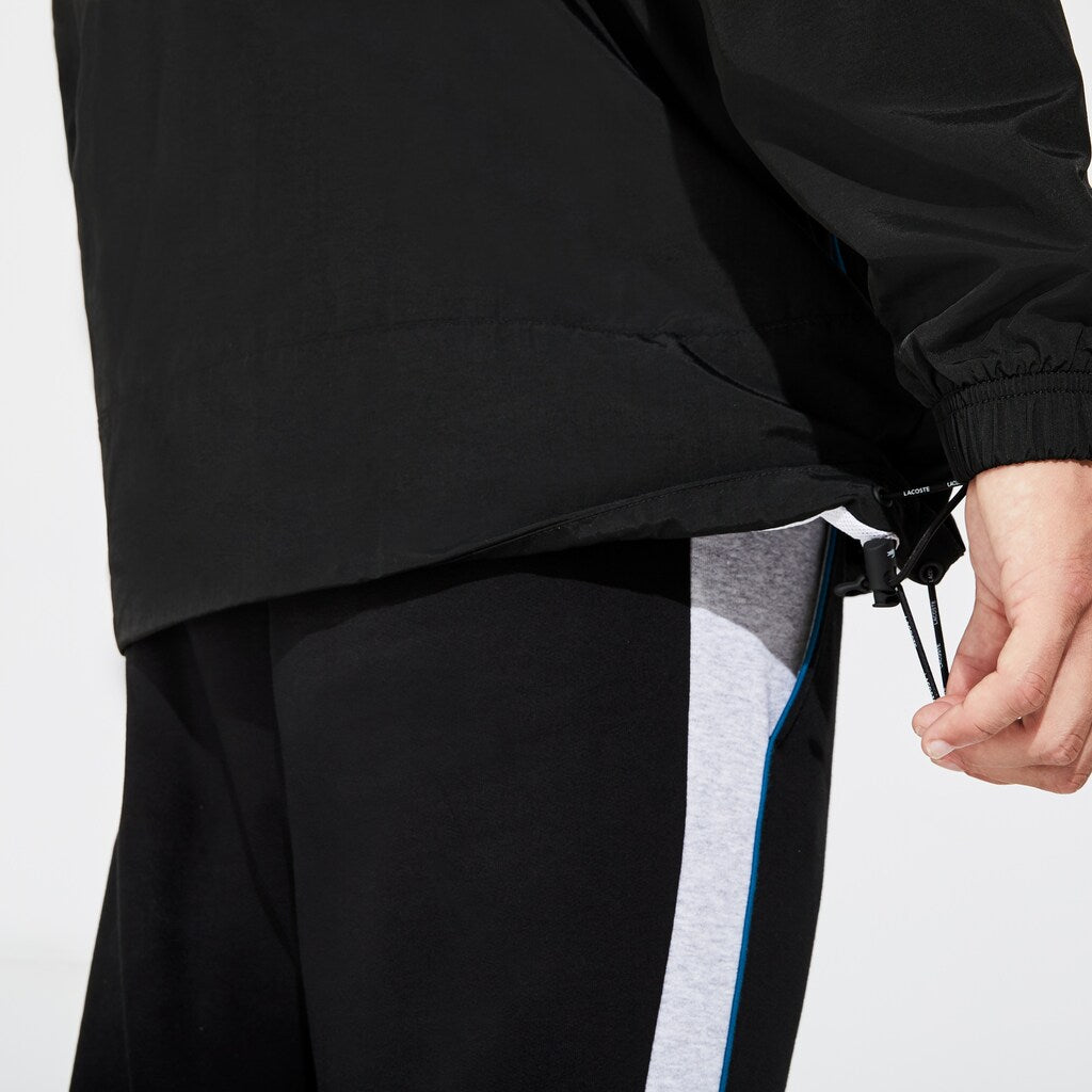 Mens   SPORT Pullover Windbreaker | Lacoste Black / Blue / White • 3Sp