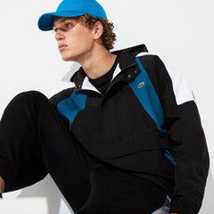 Mens   SPORT Pullover Windbreaker | Lacoste Black / Blue / White • 3Sp