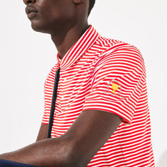 Mens   Presidents Cup Pinstriped Breathable Jersey Golf Polo | Lacoste Red / White • 564