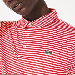 Mens   Presidents Cup Pinstriped Breathable Jersey Golf Polo | Lacoste Red / White • 564