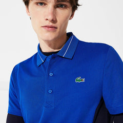 Mens   SPORT Knit Paneled Golf Polo | Lacoste Blue / Navy Blue / White • 1Yb