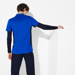 Mens   SPORT Knit Paneled Golf Polo | Lacoste Blue / Navy Blue / White • 1Yb