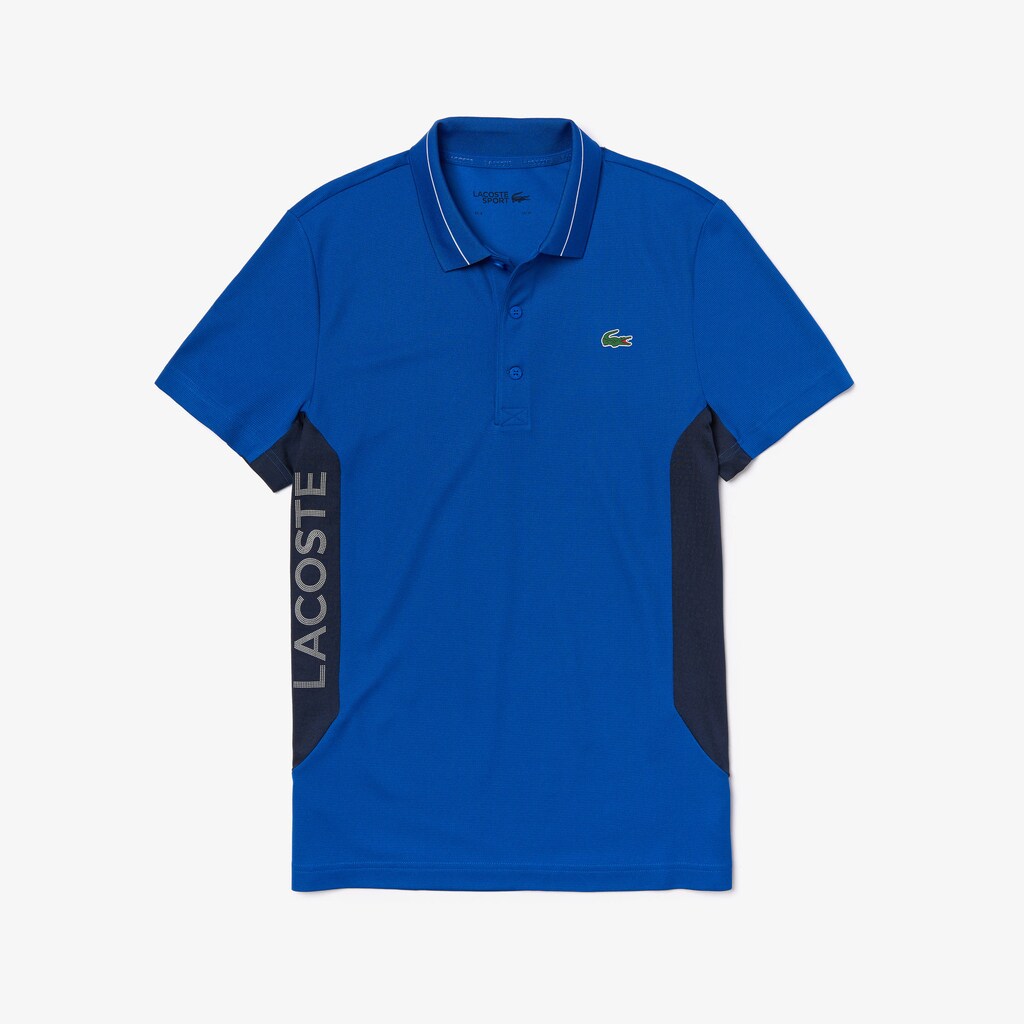 Mens   SPORT Knit Paneled Golf Polo | Lacoste Blue / Navy Blue / White • 1Yb