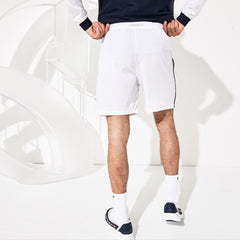 Mens   SPORT Novak Djokovic Stretch Technical Shorts | Lacoste White / Navy Blue • 522