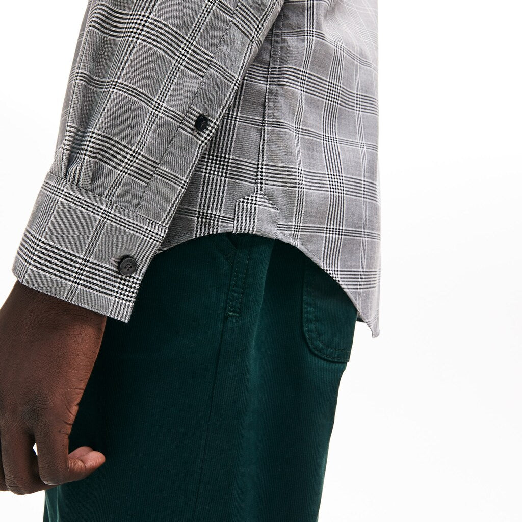 Mens   Slim Fit Glen Plaid Cotton Shirt | Lacoste Black / White • 258