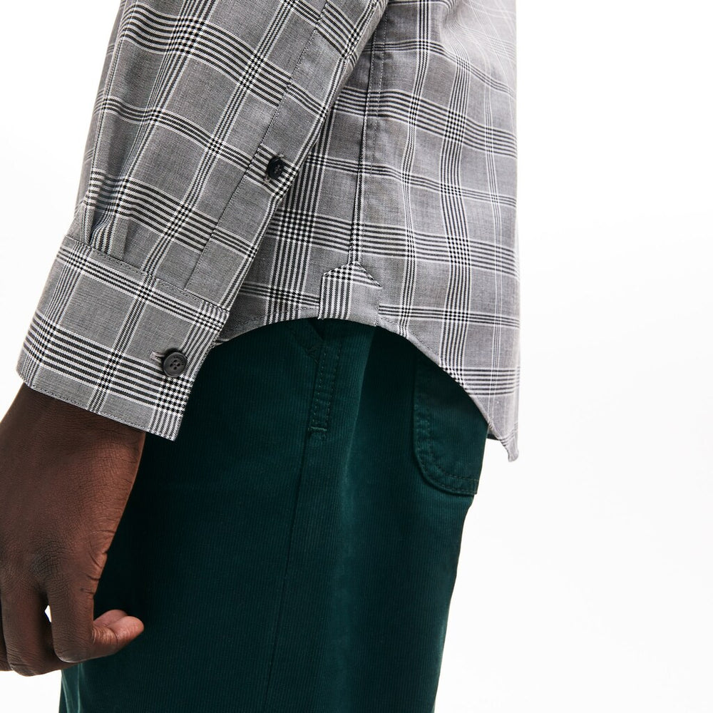 Mens   Slim Fit Glen Plaid Cotton Shirt | Lacoste Black / White • 258