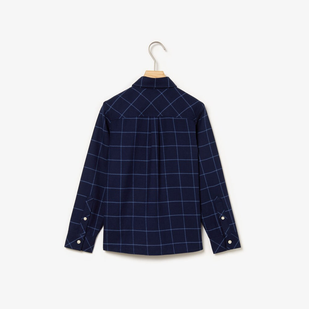 Womens Boys' Check Flannel Shirt | Lacoste Navy Blue / Blue • M0P