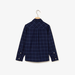 Womens Boys' Check Flannel Shirt | Lacoste Navy Blue / Blue • M0P