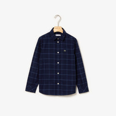 Womens Boys' Check Flannel Shirt | Lacoste Navy Blue / Blue • M0P