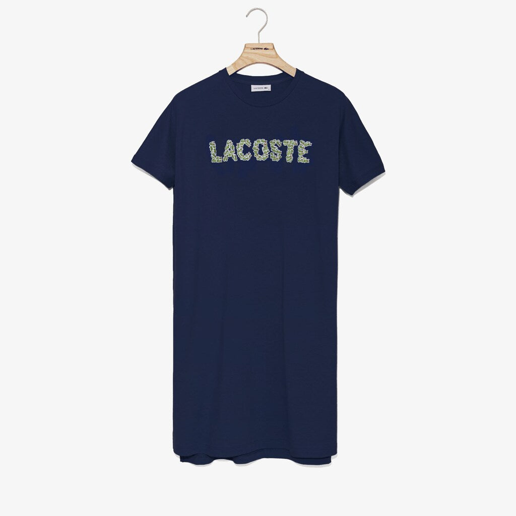Womens Wo  Croco Magic Cotton T-Shirt Dress | Lacoste Navy Blue • 166