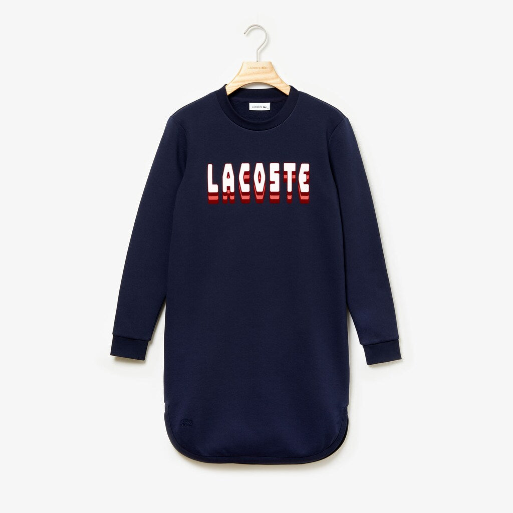 Womens Wo  3D-Lettering Fleece Sweatshirt Dress | Lacoste Navy Blue • 166