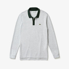 Mens   Regular Fit Cotton Piqué Polo Shirt | Lacoste Grey Chine / White / Green • 2A9