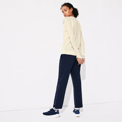 Womens Wo  SPORT Technical Wool Blend Golf Sweater | Lacoste White / Navy Blue / Red • 5Ze