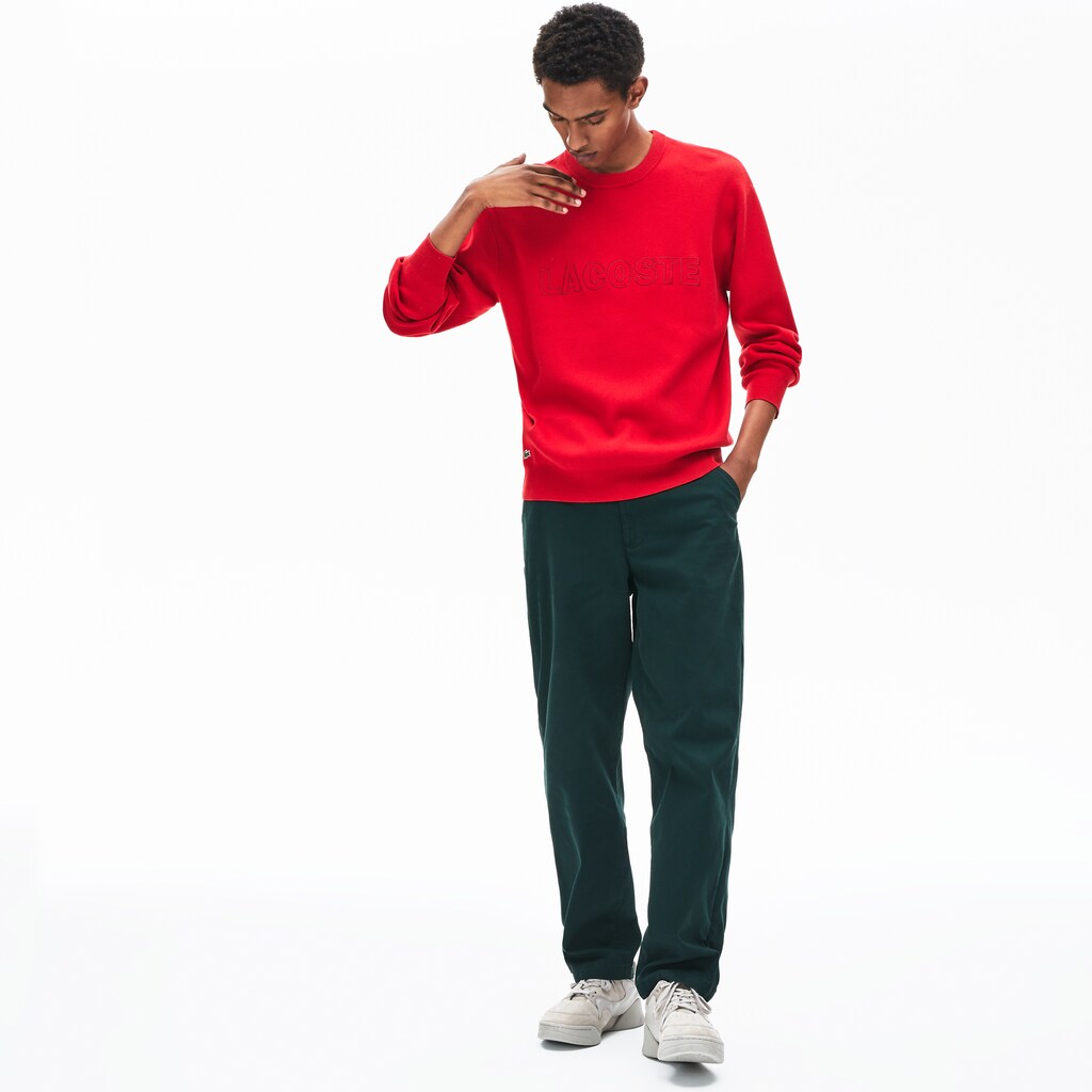 Mens   Crewneck Signature-Logo Knit Sweater | Lacoste Red • 240
