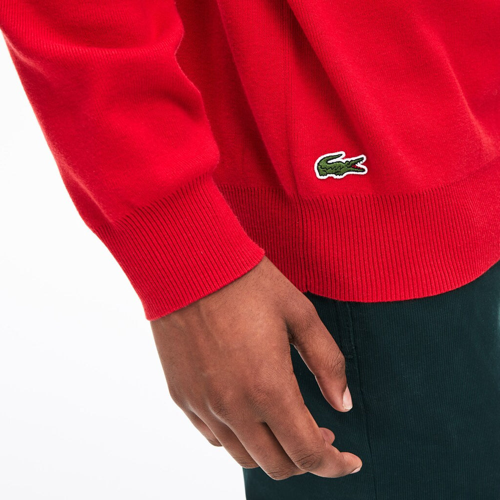 Mens   Crewneck Signature-Logo Knit Sweater | Lacoste Red • 240