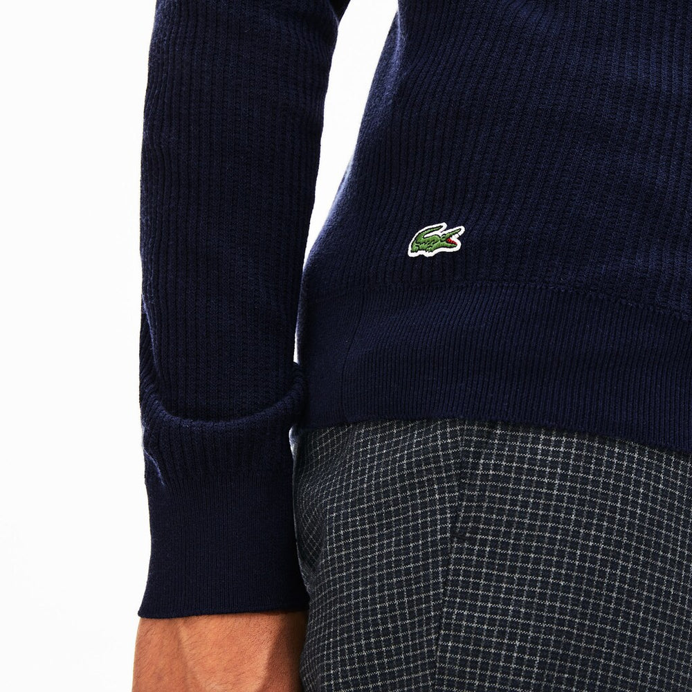 Mens   Crewneck Embroidered Cotton Blend Sweater | Lacoste Navy Blue • 166