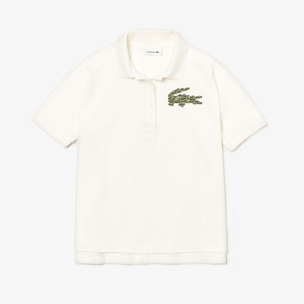 Womens Wo  Relaxed Fit Croco Magic Logo Piqué Polo | Lacoste White • 70V