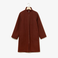 Womens Wo  Standup Collar Wool-Blend Zip Coat | Lacoste Brown • 5C0