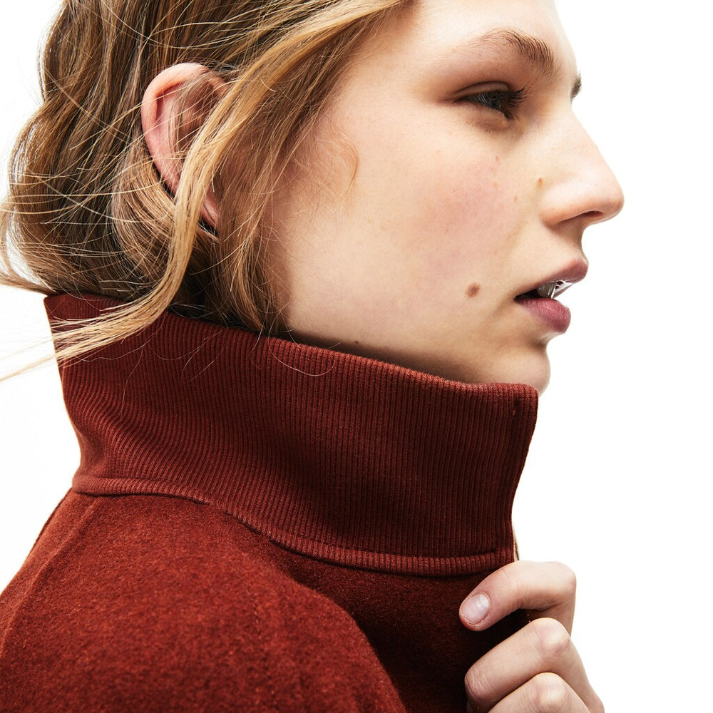 Womens Wo  Standup Collar Wool-Blend Zip Coat | Lacoste Brown • 5C0