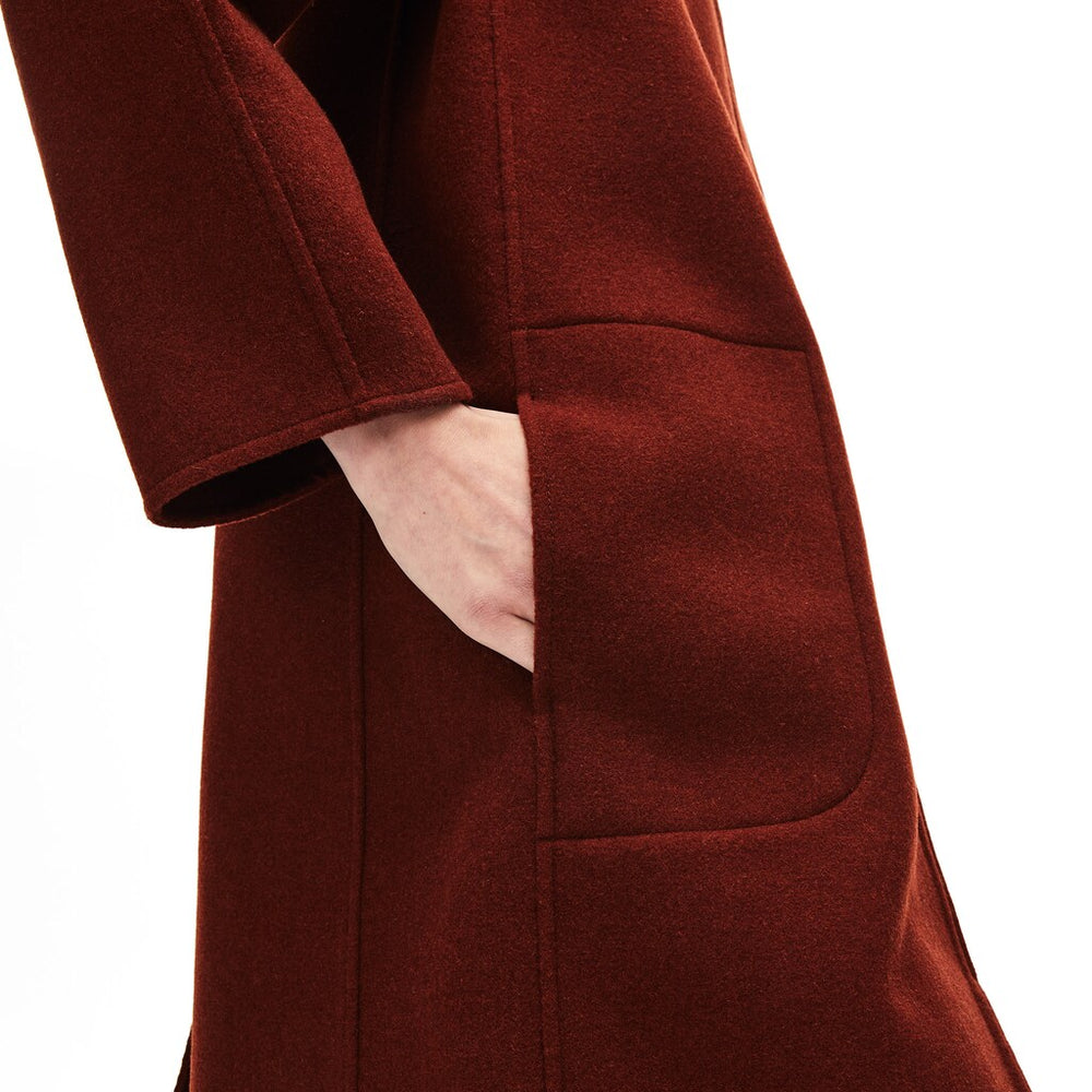 Womens Wo  Standup Collar Wool-Blend Zip Coat | Lacoste Brown • 5C0
