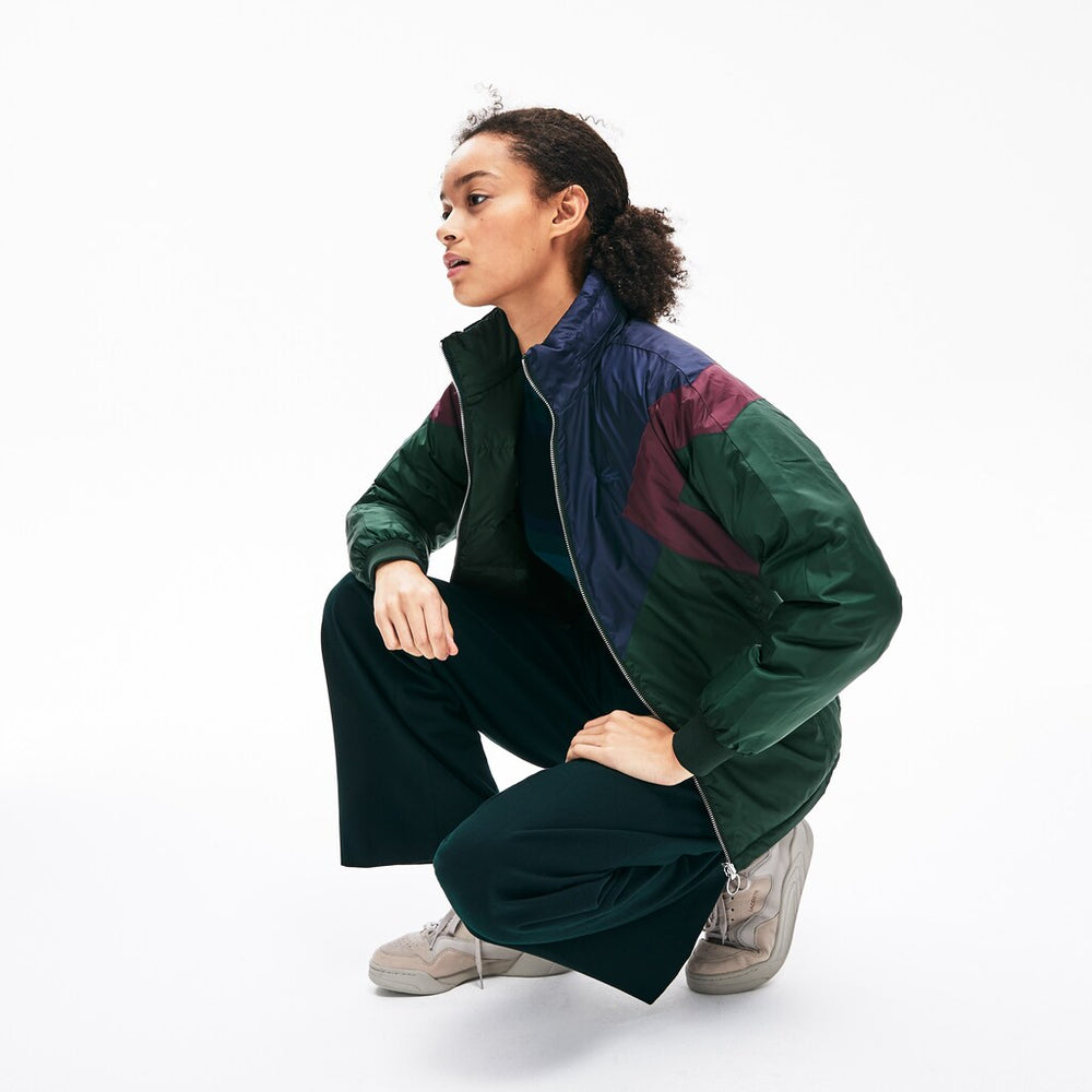 Womens Wo  Reversible Color-Blocked Water-Resistant Quilted Jacket | Lacoste Green / Navy Blue / Bordeaux • 0Te
