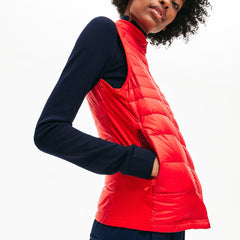 Womens Wo  SPORT Water-Resistant Quilted Technical Golf Vest | Lacoste Red / Navy Blue • 3Yn