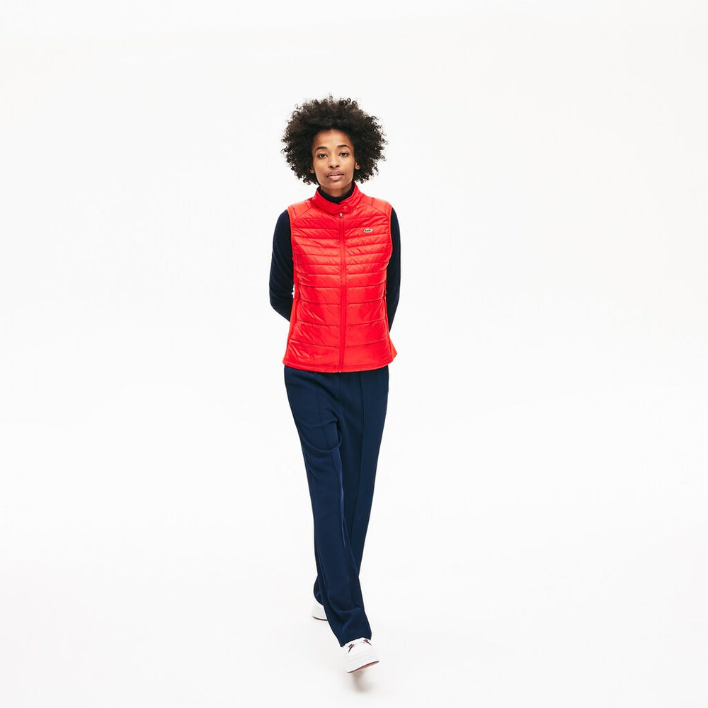 Womens Wo  SPORT Water-Resistant Quilted Technical Golf Vest | Lacoste Red / Navy Blue • 3Yn