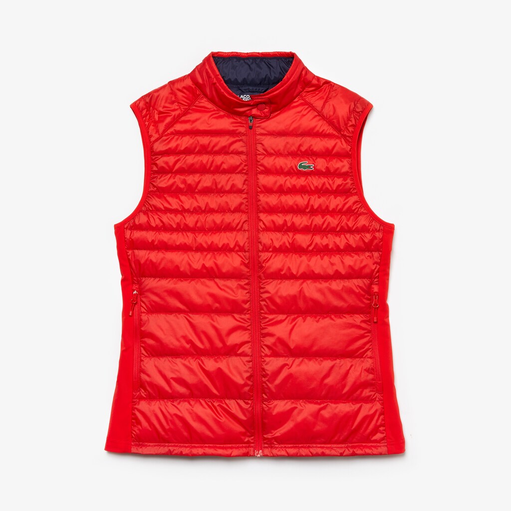 Womens Wo  SPORT Water-Resistant Quilted Technical Golf Vest | Lacoste Red / Navy Blue • 3Yn