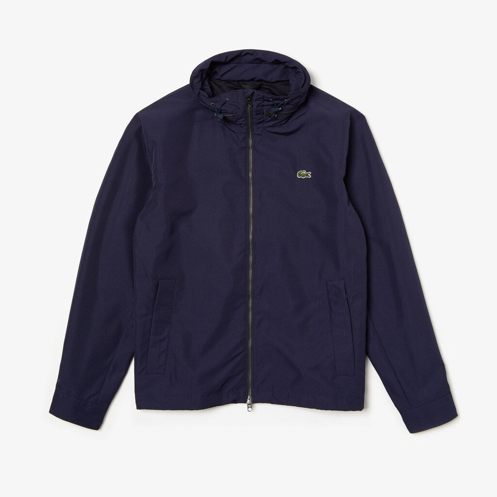 Mens   Hooded Weather-Adaptable Windbreaker Jacket | Lacoste Navy Blue • Gsu