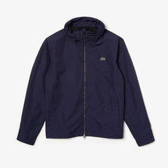Mens   Hooded Weather-Adaptable Windbreaker Jacket | Lacoste Navy Blue • Gsu