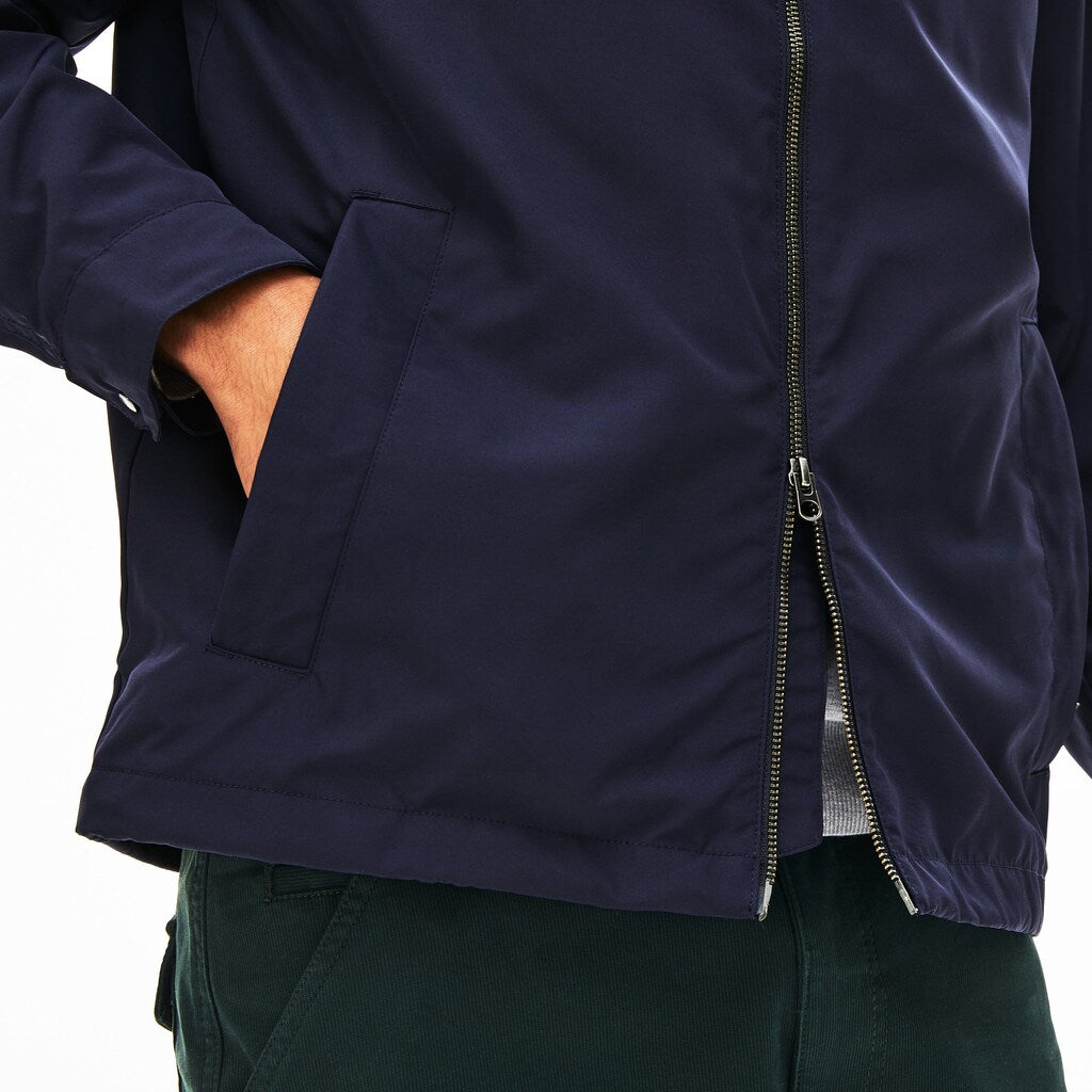 Mens   Hooded Weather-Adaptable Windbreaker Jacket | Lacoste Navy Blue • Gsu