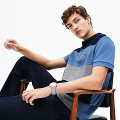 Mens   Regular Fit Paneled Color-Blocked Polo Shirt | Lacoste Navy Blue / Blue / White • 238