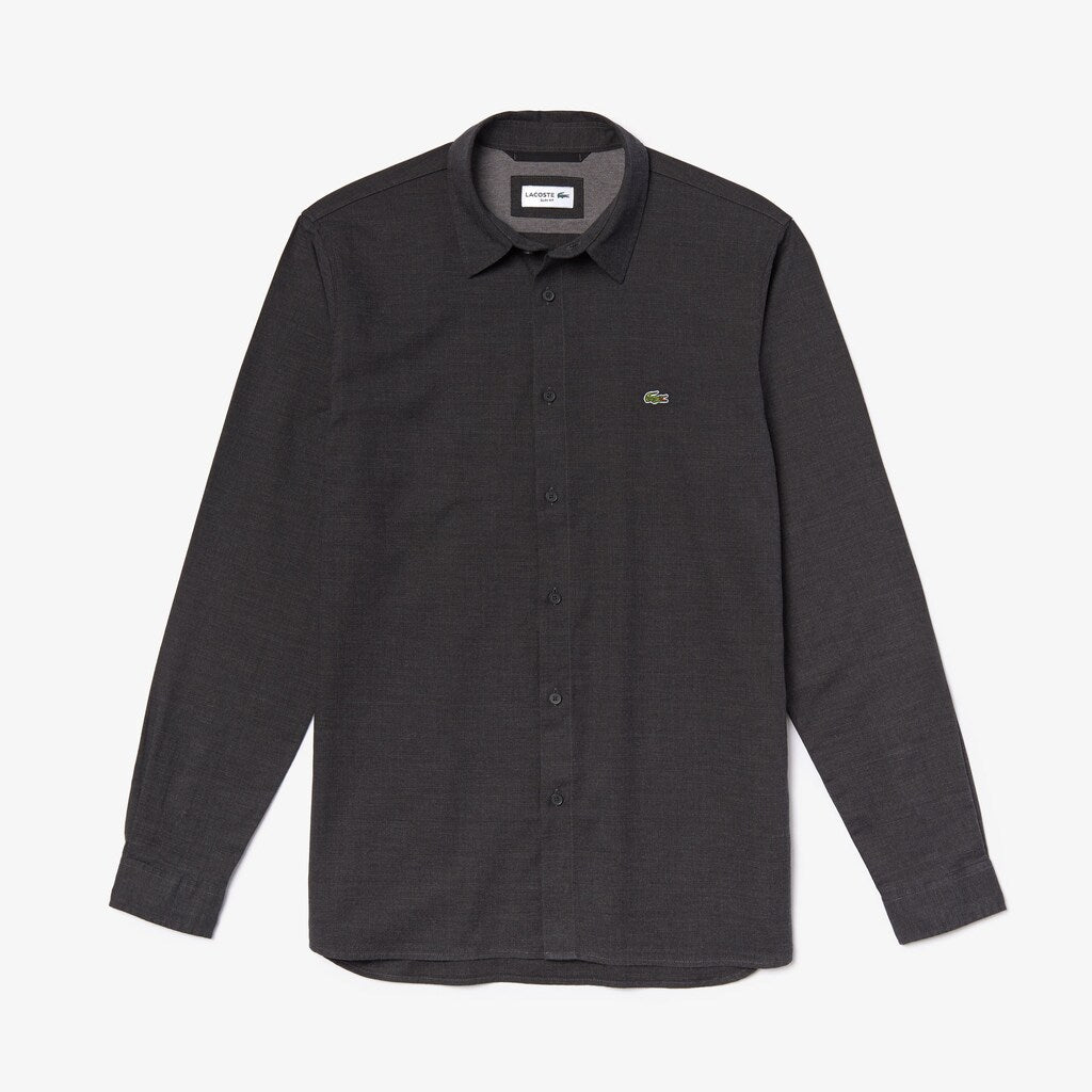Mens   Slim Fit Cotton Flannel Shirt | Lacoste Grey • El6