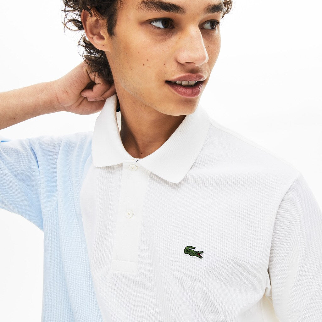 Mens   L.12.12 Color-Blocked Thermoregulating Piqué Polo | Lacoste Blue / White / Light Blue • Zdj