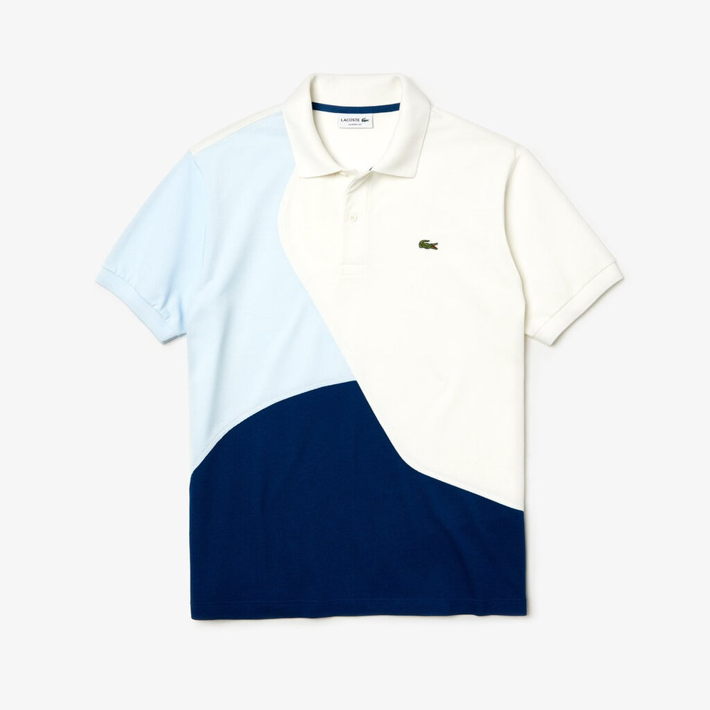 Mens   L.12.12 Color-Blocked Thermoregulating Piqué Polo | Lacoste Blue / White / Light Blue • Zdj