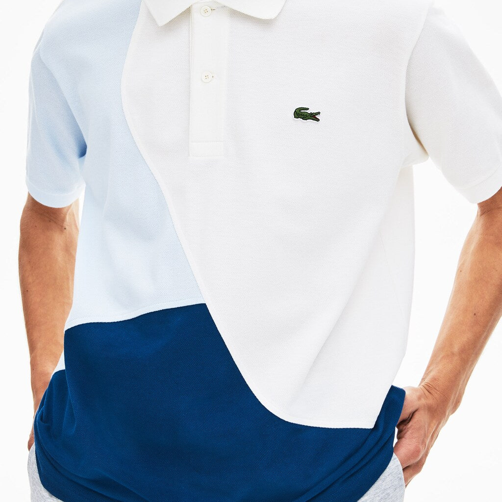 Mens   L.12.12 Color-Blocked Thermoregulating Piqué Polo | Lacoste Blue / White / Light Blue • Zdj