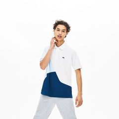 Mens   L.12.12 Color-Blocked Thermoregulating Piqué Polo | Lacoste Blue / White / Light Blue • Zdj