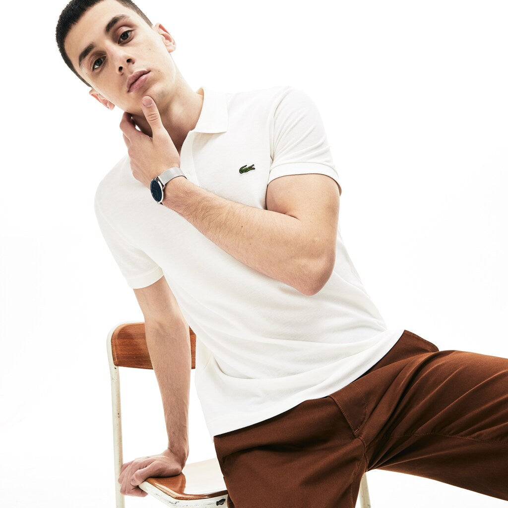 Mens   Regular Fit Thermoregulating Piqué Polo Shirt | Lacoste White • 70V
