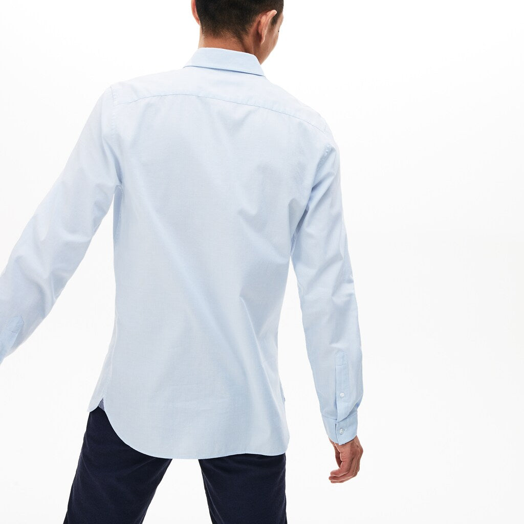 Mens   Slim Fit Polka Dot Cotton Poplin Shirt | Lacoste Light Blue • 58M
