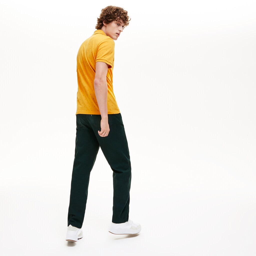 Mens   Slim Fit Patterned Cotton Mini Piqué Polo | Lacoste Yellow / Orange • 4Q1