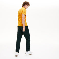 Mens   Slim Fit Patterned Cotton Mini Piqué Polo | Lacoste Yellow / Orange • 4Q1