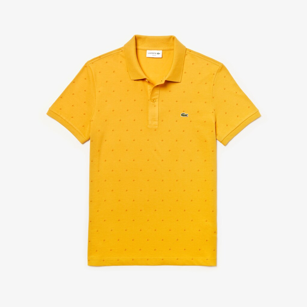 Mens   Slim Fit Patterned Cotton Mini Piqué Polo | Lacoste Yellow / Orange • 4Q1