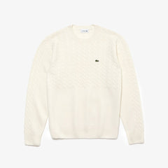 Mens   Cable-Knit Alpaca Blend Sweater | Lacoste White • 70V