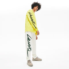 Mens Unisex LIVE Signature Textured Fleece Sweatpants | Lacoste White / Green • X0N