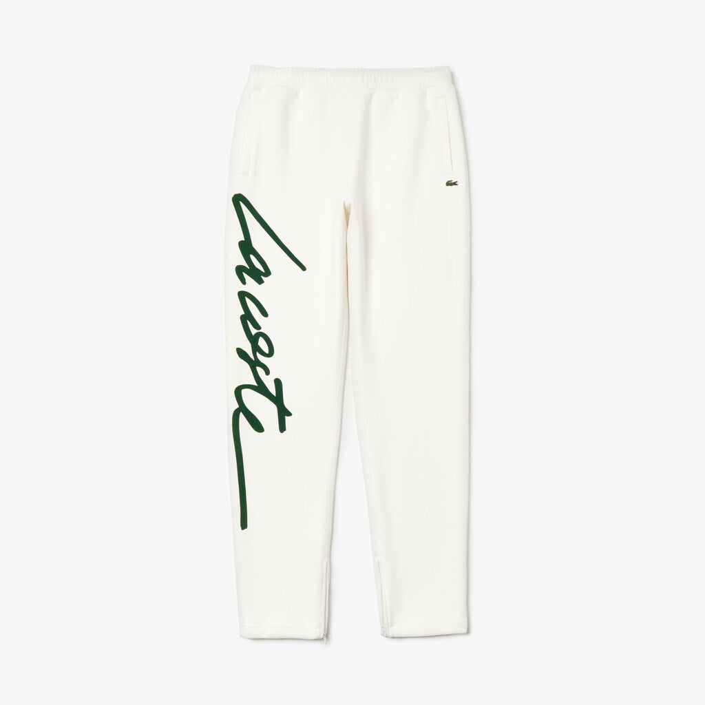 Mens Unisex LIVE Signature Textured Fleece Sweatpants | Lacoste White / Green • X0N
